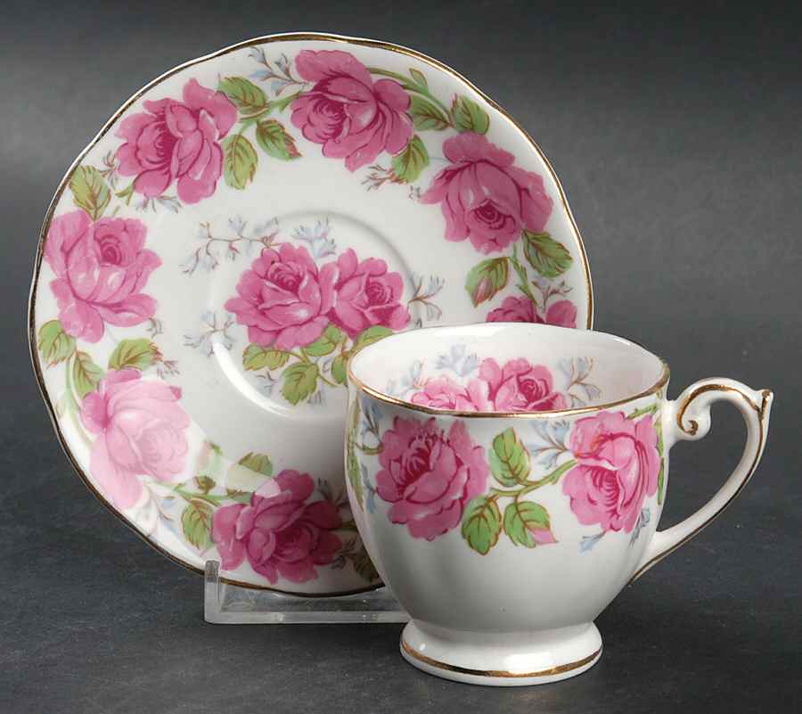 Lady Alexander Rose Footed Demitasse Cup & Saucer Set by Queen Anne (England)-1
