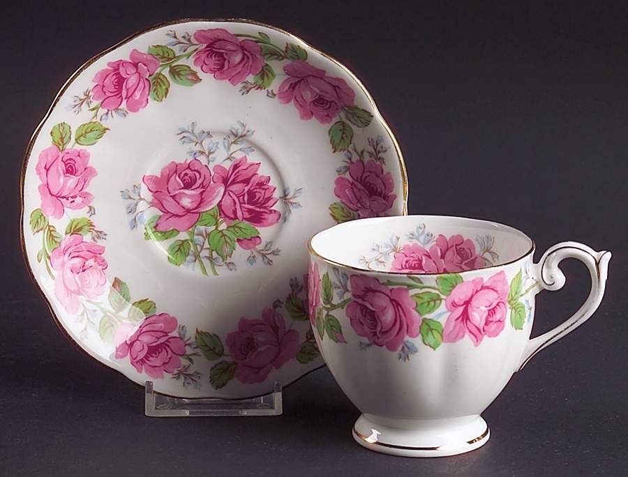 Lady Alexander Rose Footed Cup & Saucer Set by Queen Anne (England)-1