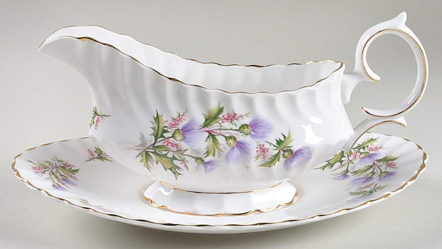 Lochinvar Gravy Boat & Underplate by Queen Anne (England)-1