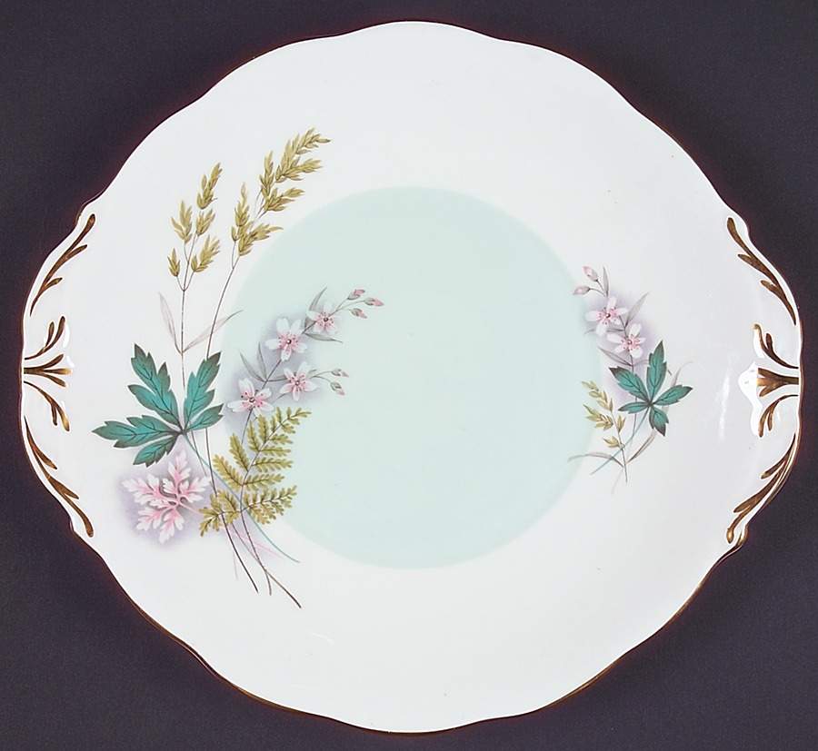 Louise (Green Center) Handled Cake Plate by Queen Anne (England)-1