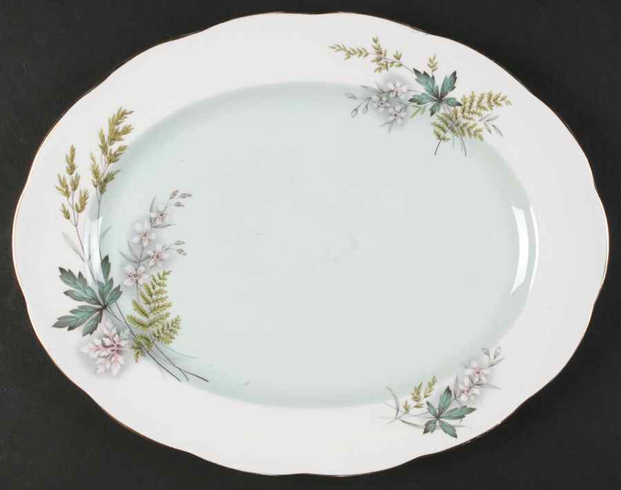 Louise (Green Center) 12" Oval Serving Platter by Queen Anne (England)-1