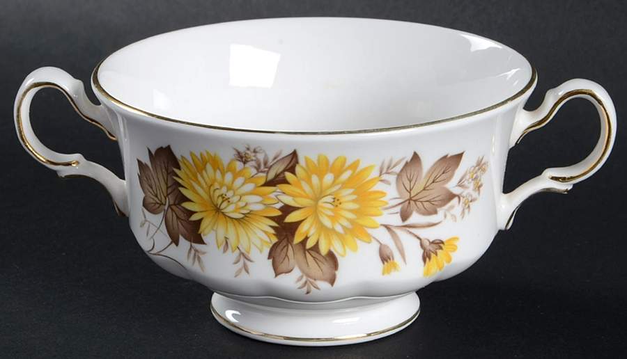 Lyric Footed Cream Soup Bowl & Saucer Set by Queen Anne (England)-1