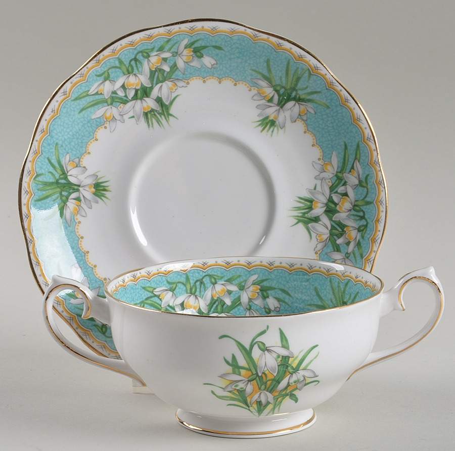 Marilyn Footed Cream Soup Bowl & Saucer Set by Queen Anne (England)-1
