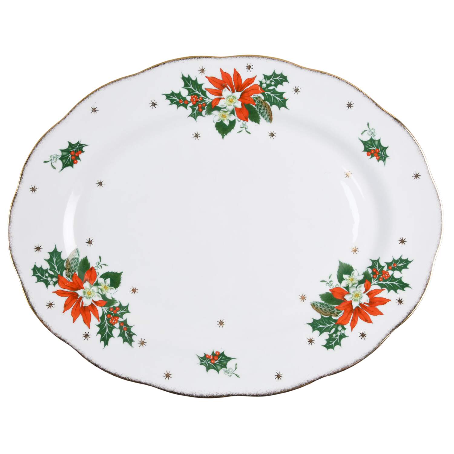 Noel (Gold Trim) 15" Oval Serving Platter by Queen Anne (England)-1
