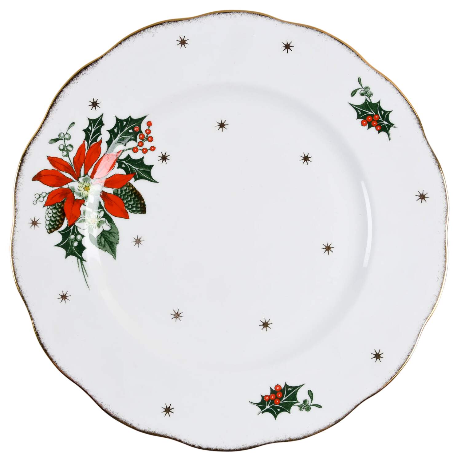 Noel (Gold Trim) Dinner Plate by Queen Anne (England)-1