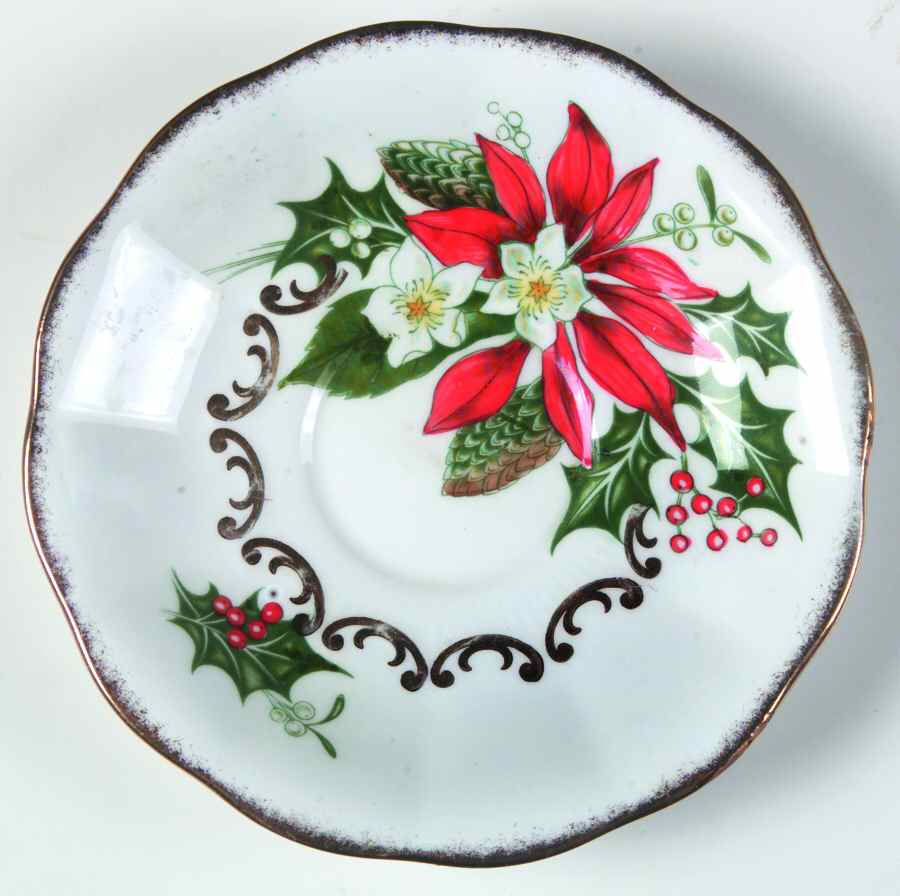 Noel (Gold Trim) Saucer for Footed Cup by Queen Anne (England)-1
