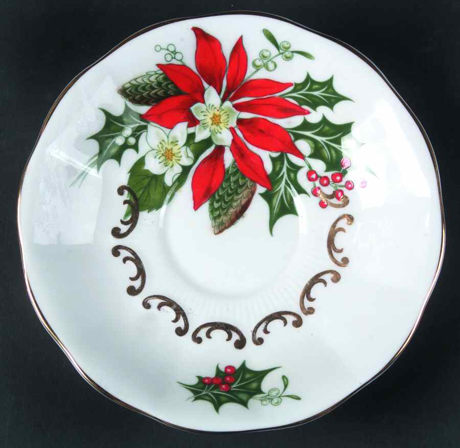 Noel (Gold Trim) Saucer for Footed Cup by Queen Anne (England)-1