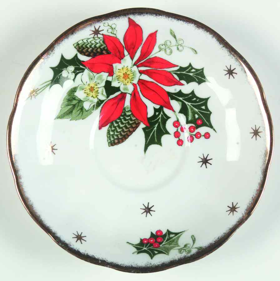 Noel (Gold Trim) Saucer for Footed Cup by Queen Anne (England)-1