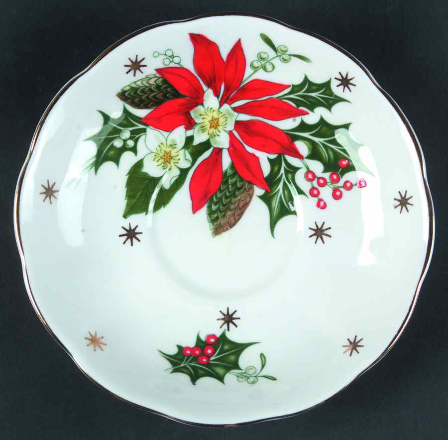 Noel (Gold Trim) Saucer for Footed Cup by Queen Anne (England)-1