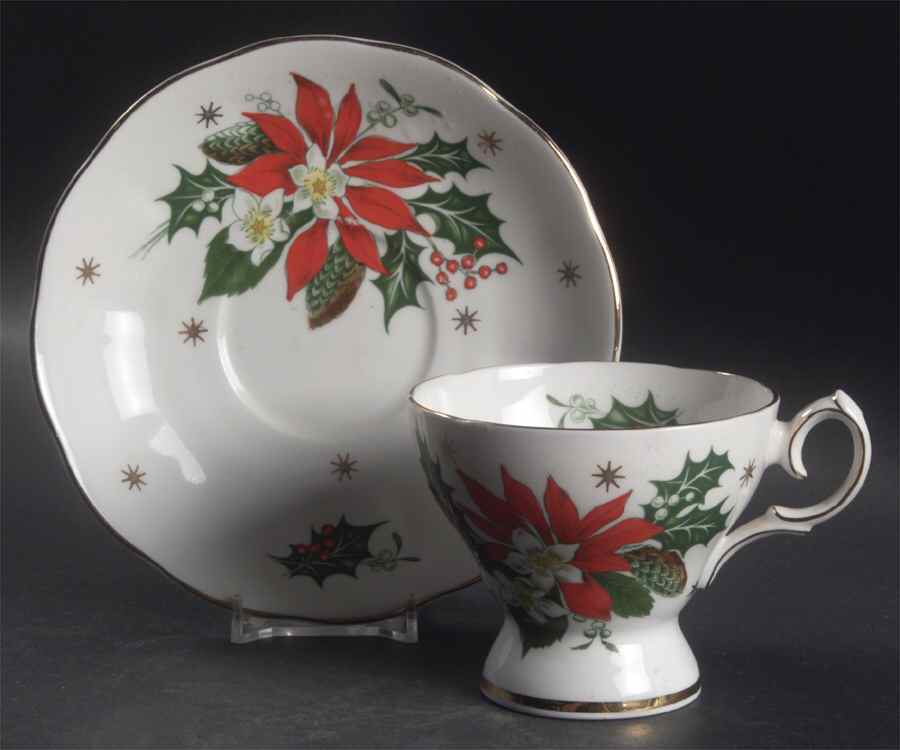 Noel (Gold Trim) Oversized Cup & Saucer Set by Queen Anne (England)-1