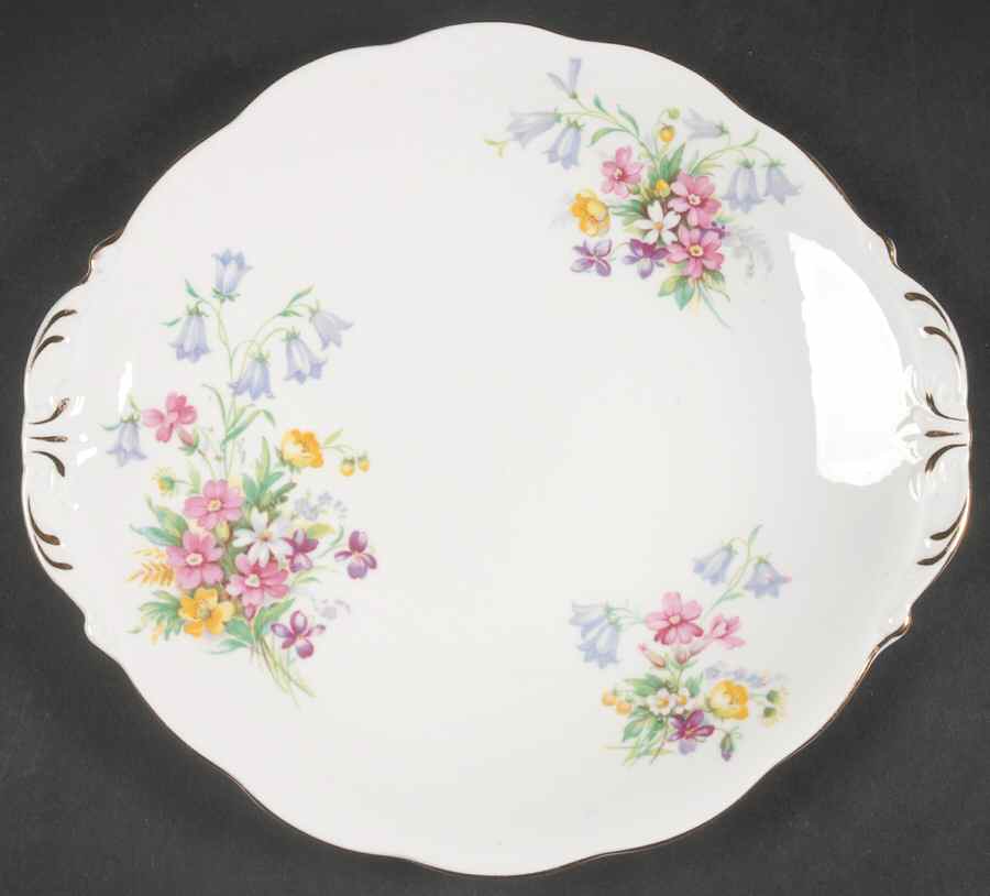 Old Country Spray Handled Cake Plate by Queen Anne (England)-1