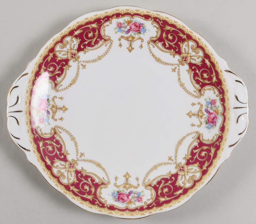 Regency Red Handled Cake Plate by Queen Anne (England)-1