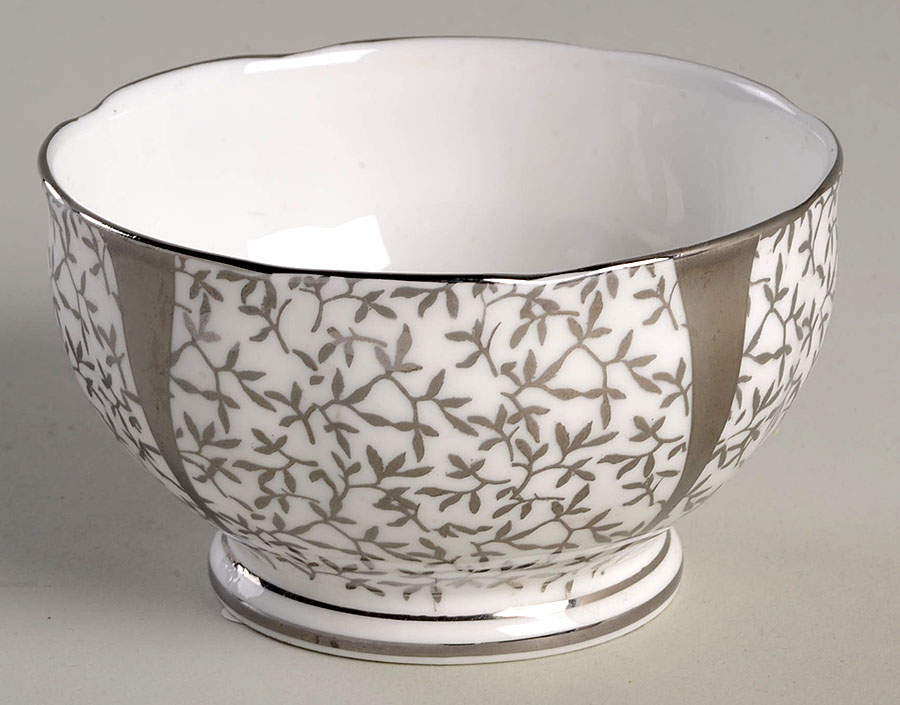 Silver Lace Open Sugar Bowl by Queen Anne (England)-1