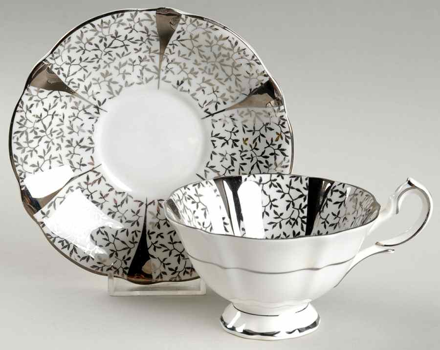 Silver Lace Footed Cup & Saucer Set by Queen Anne (England)-1