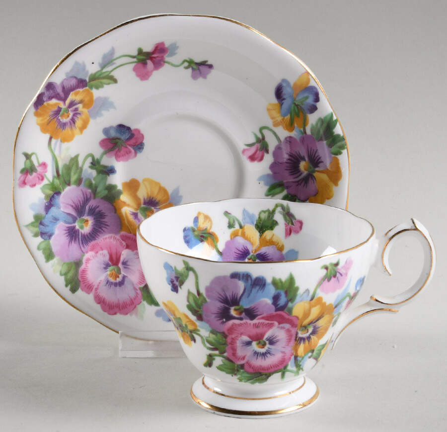 Spring Melody Footed Cup & Saucer Set by Queen Anne (England)-1