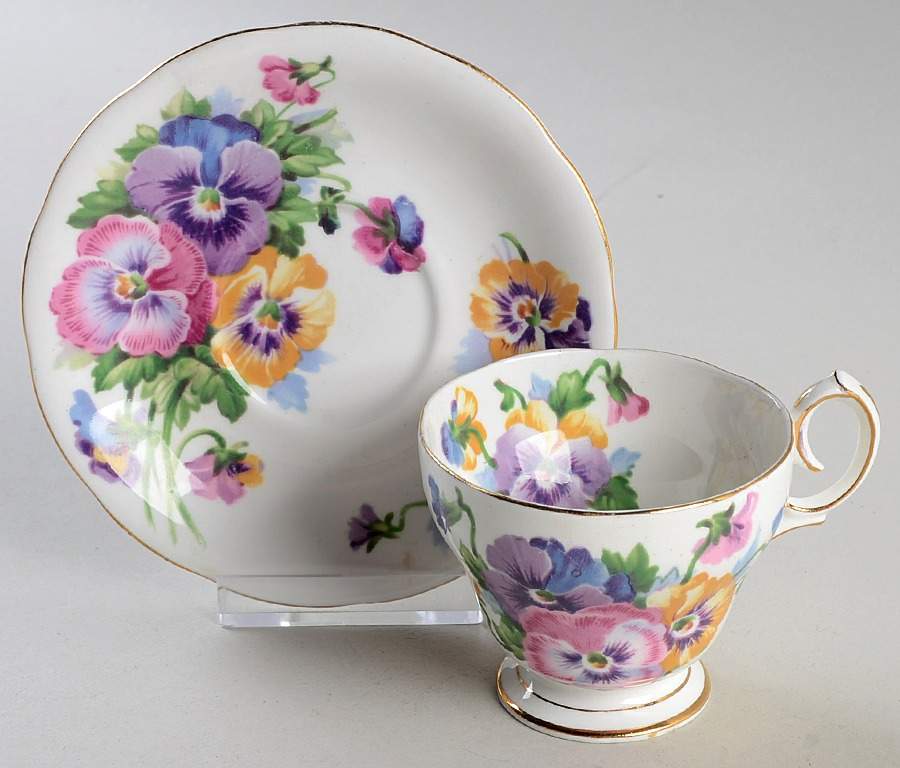 Spring Melody Footed Demitasse Cup & Saucer Set by Queen Anne (England)-1