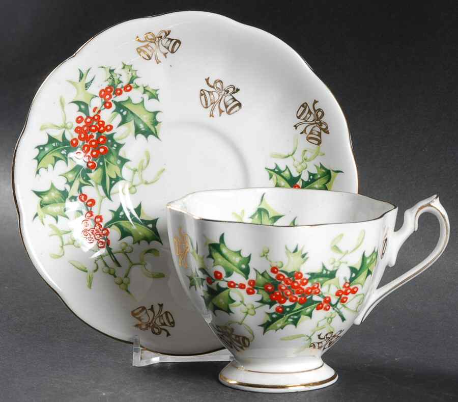 Yuletide Footed Cup & Saucer Set by Queen Anne (England)-1
