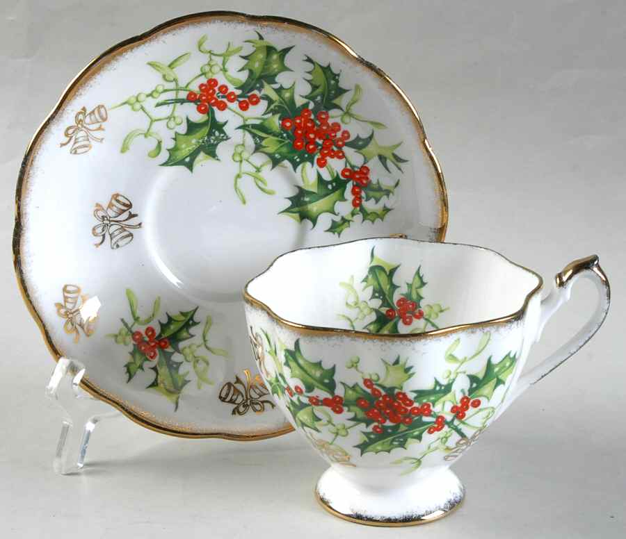 Yuletide Footed Cup & Saucer Set by Queen Anne (England)-1