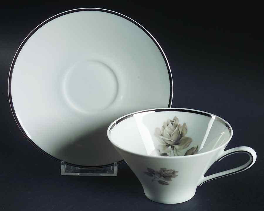 Midnight Rose Flat Cup & Saucer Set by Quality Crafts-1