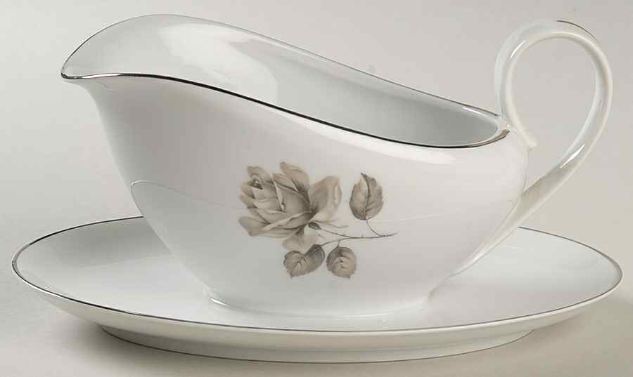 Midnight Rose Gravy Boat with Attached Underplate by Quality Crafts-1