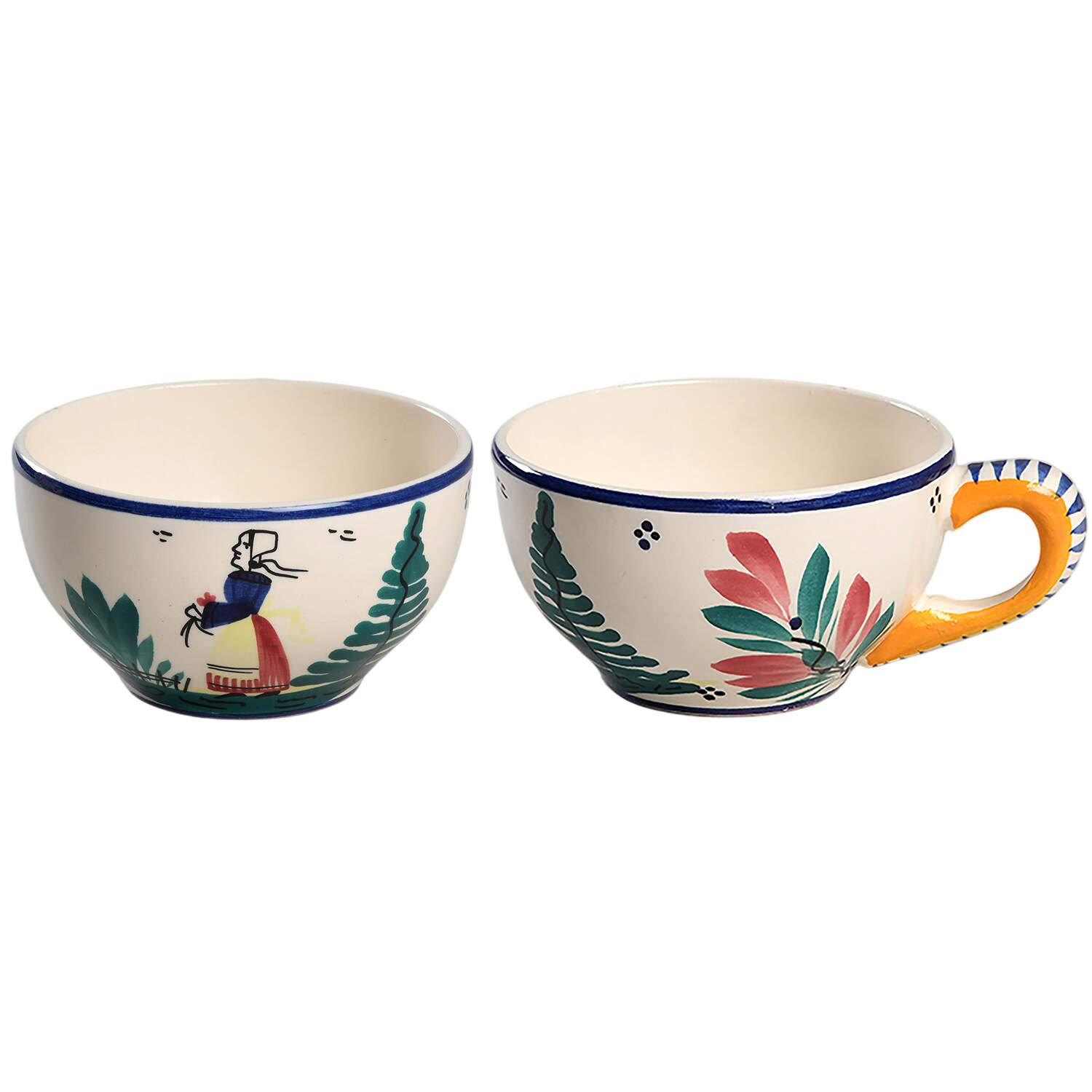 Campagne Flat Cup & Saucer Set by Quimper-1