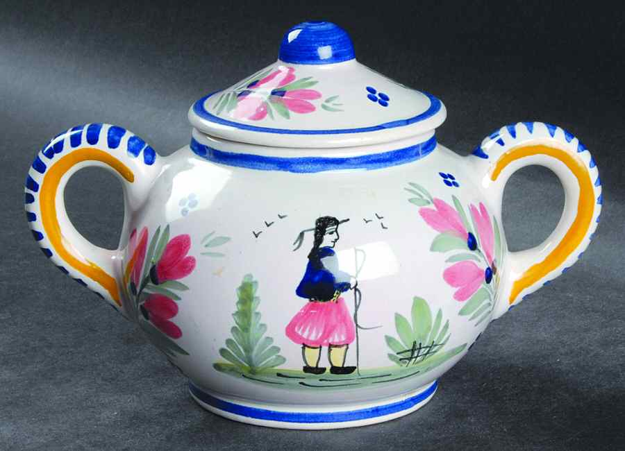 Campagne Sugar Bowl & Lid by Quimper-1