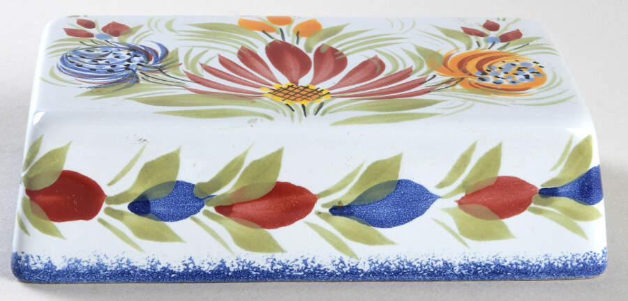 Fleuri Royal Lid for Rectangular Butter by Quimper-1