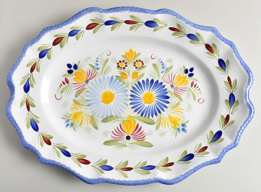 Fleuri Royal 17" Oval Serving Platter by Quimper-1