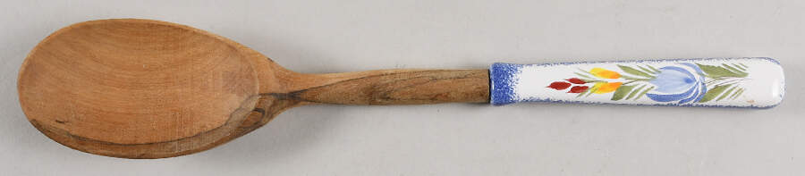 Fleuri Royal Salad Serving Spoon with Wood Bowl by Quimper-1