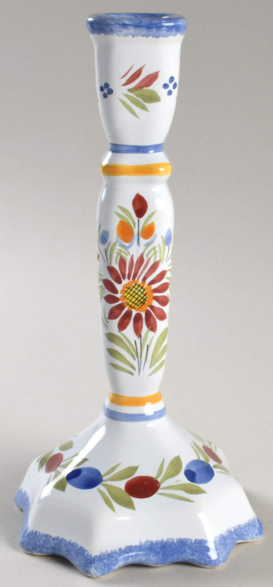 Fleuri Royal Single Light Candlestick by Quimper-1