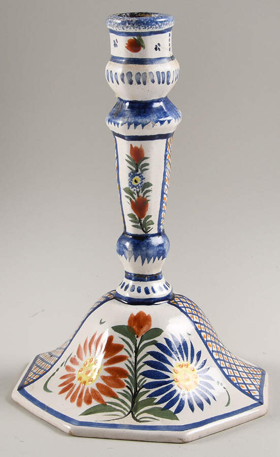 Fleuri Royal Single Light Candlestick by Quimper-1