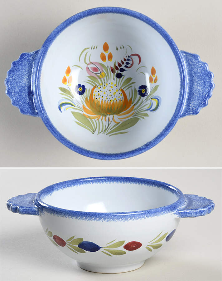Fleuri Royal Lugged Soup/Cereal Bowl by Quimper-1
