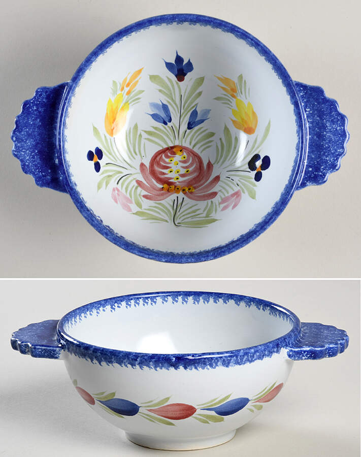 Fleuri Royal Lugged Soup/Cereal Bowl by Quimper-1
