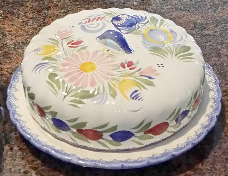 Fleuri Royal Round Cheese Dish & Lid by Quimper-1