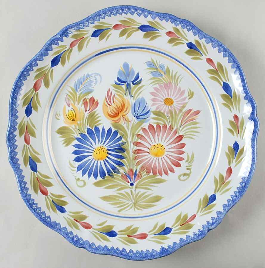 Fleuri Royal 13" Chop Plate (Round Platter) by Quimper-1