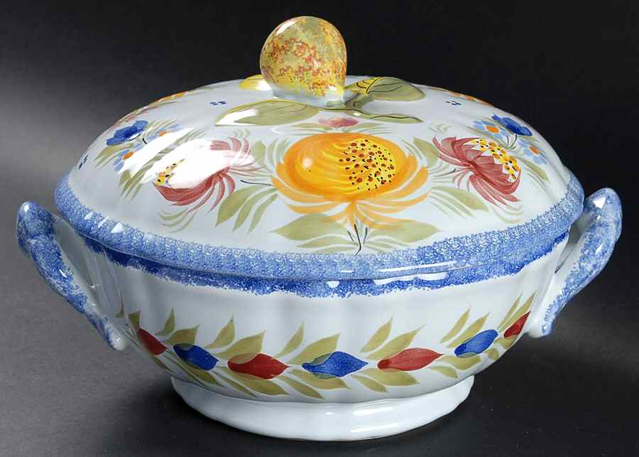 Fleuri Royal Round Covered Vegetable by Quimper-1