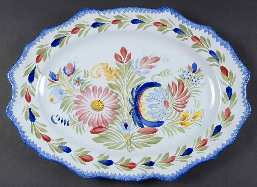 Fleuri Royal 15" Oval Serving Platter by Quimper-1