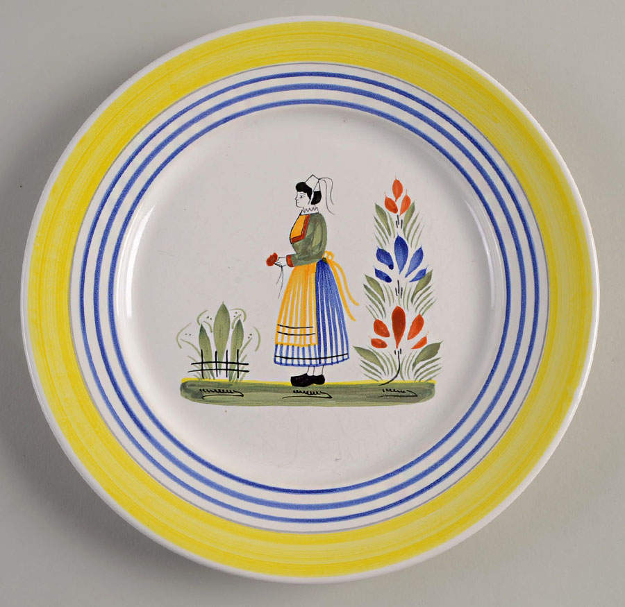 Henriot (Lady Or Man Center) Dinner Plate by Quimper-1