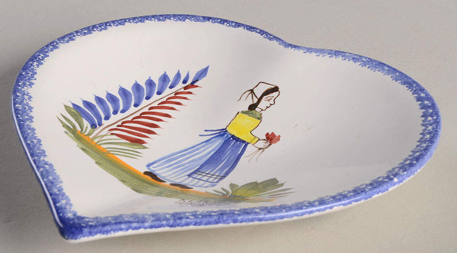 Henriot (Lady Or Man Center) Heart Shaped Dish by Quimper-1