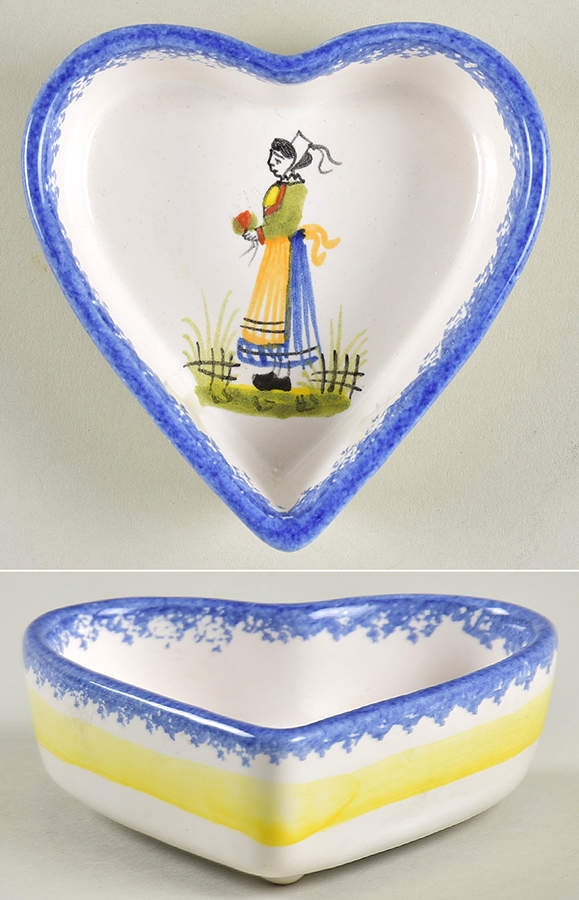 Henriot (Lady Or Man Center) Heart Shaped Dish by Quimper-1