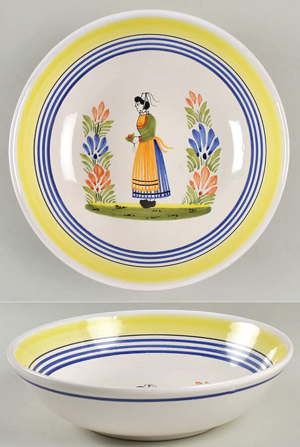 Henriot (Lady Or Man Center) 8" Round Vegetable Bowl by Quimper-1