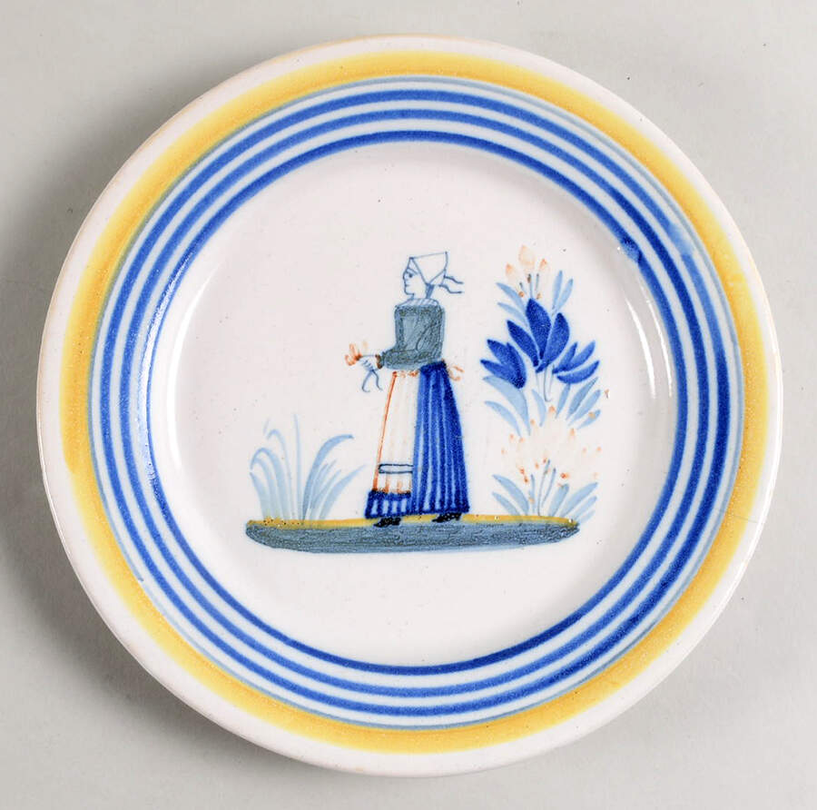 Henriot (Lady Or Man Center) Breakfast Plate by Quimper-1