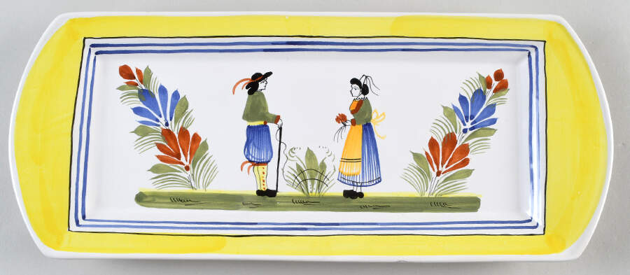 Henriot (Lady Or Man Center) 14" Sandwich Tray by Quimper-1