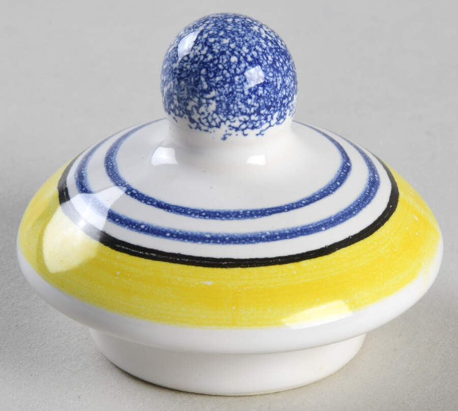 Henriot (Lady Or Man Center) Lid for Mustard Jar by Quimper-1
