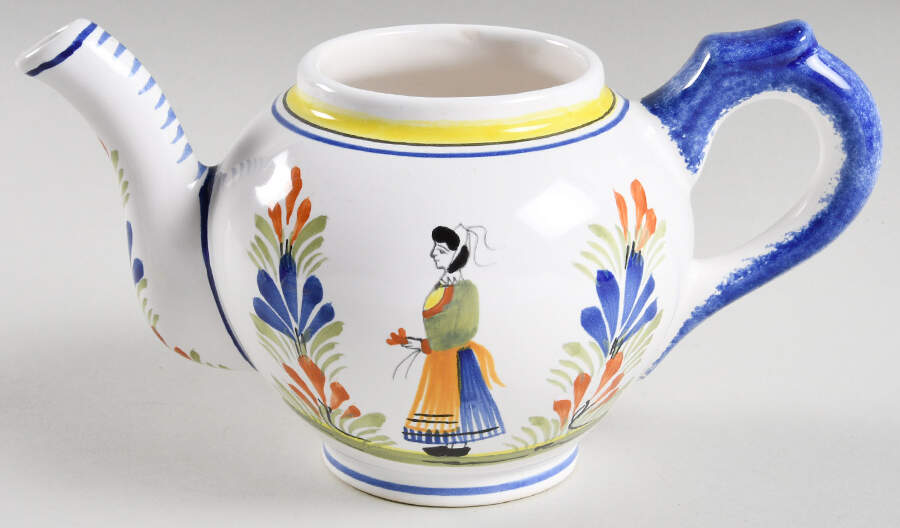 Henriot (Lady Or Man Center) Small Teapot No Lid by Quimper-1