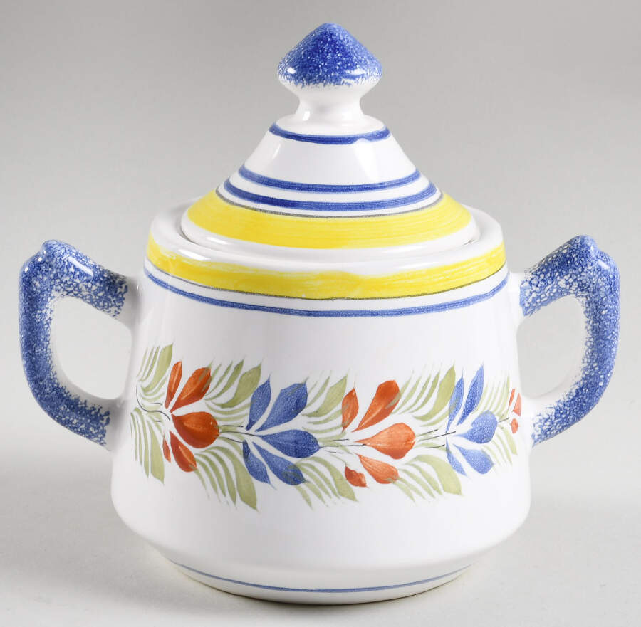 Henriot (Lady Or Man Center) Oversize Sugar Bowl & Lid by Quimper-1