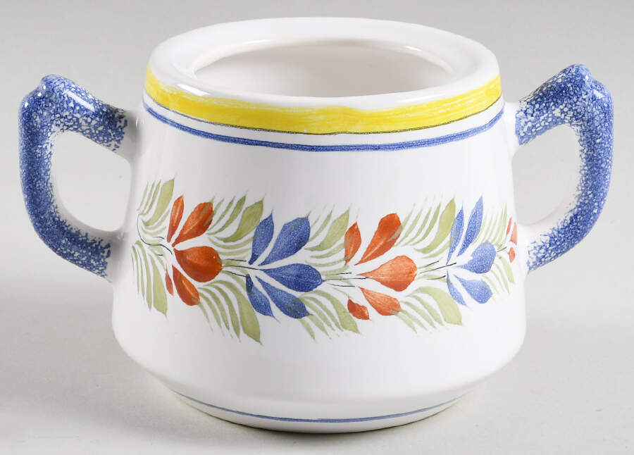 Henriot (Lady Or Man Center) Oversize Sugar Bowl-No Lid by Quimper-1