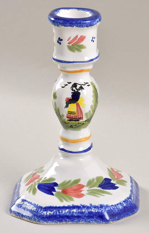 Henriot (Lady Or Man Center) Single Light Candlestick by Quimper-1