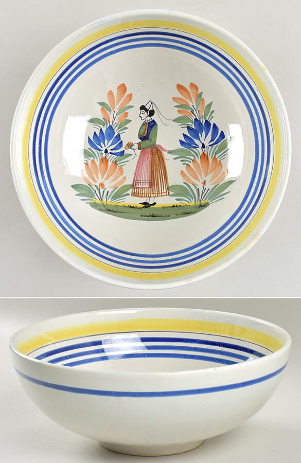 Henriot (Lady Or Man Center) 10" Round Vegetable Bowl by Quimper-1