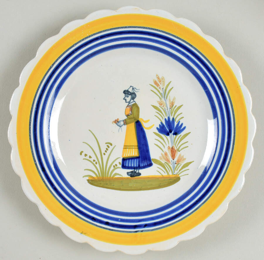 Henriot (Lady Or Man Center) Bread & Butter Plate by Quimper-1